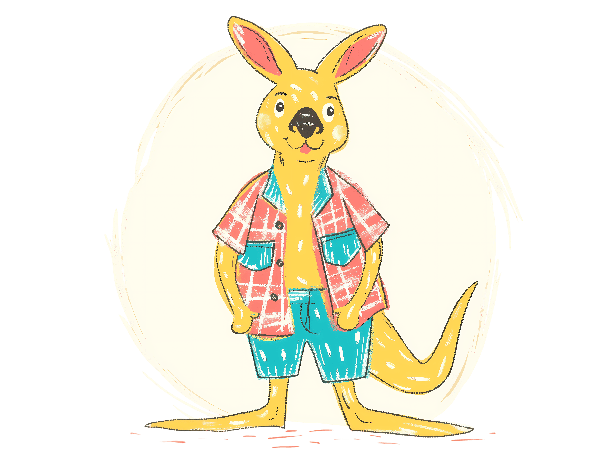 POD Design Casual Cartoon Kangaroo T-Shirt Design