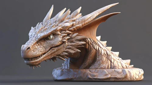 Detailed Dragon Head Sculpture