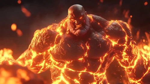 Inferno Demon Erupting with Lava and Fire