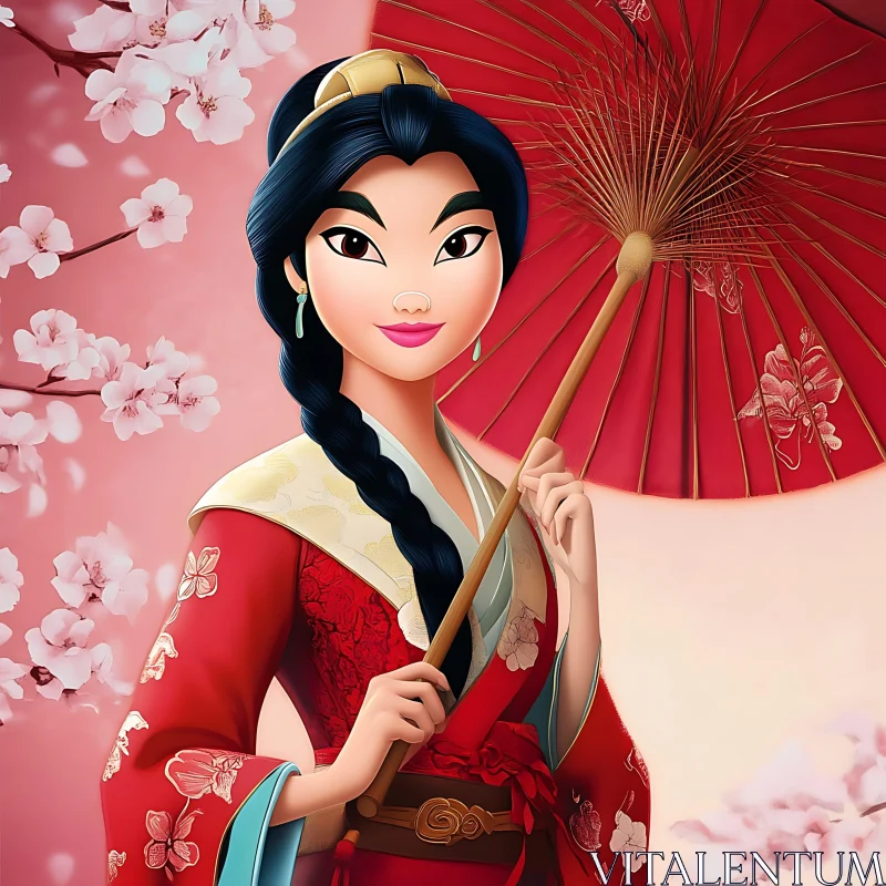 Chinese Woman in Traditional Dress Portrait AI Image