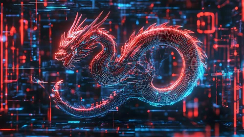 Cyberpunk Dragon: Neon Tech Art