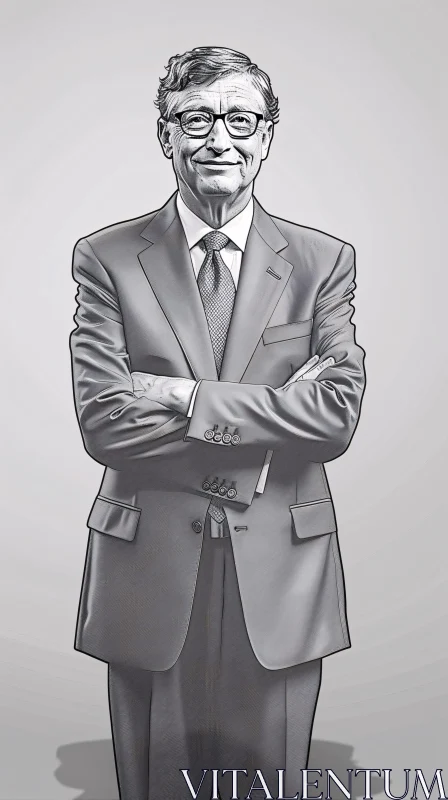 AI ART Bill Gates in Formal Attire