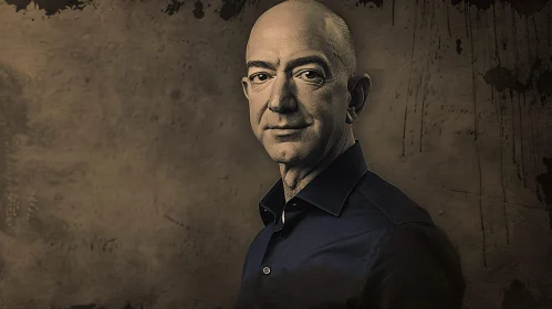 Jeff Bezos' Charismatic Portrait in Rustic Setting