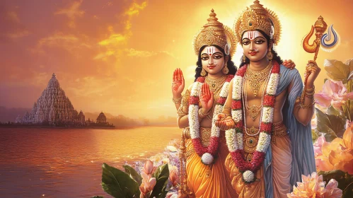 Divine Couple at Sunset Temple