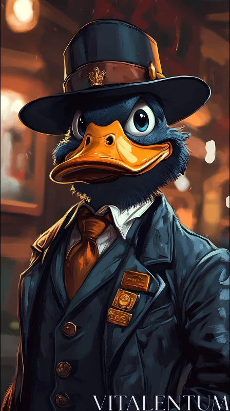 Anthropomorphic Detective Duck AI Image