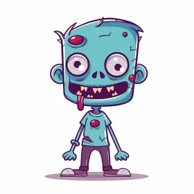 Blue-skinned Cartoon Zombie Illustration