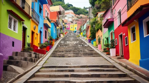 Captivating Terraced Cityscape: Colourful Staircase Leading to House in Rio de Janeiro