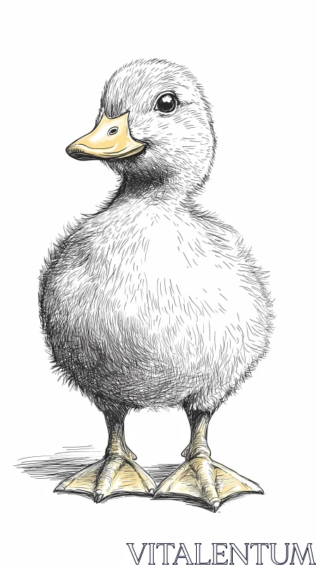 Adorable Baby Duck Art AI Image