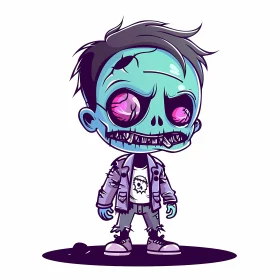 Chibi Style Cartoon Illustration of a Zombie Boy