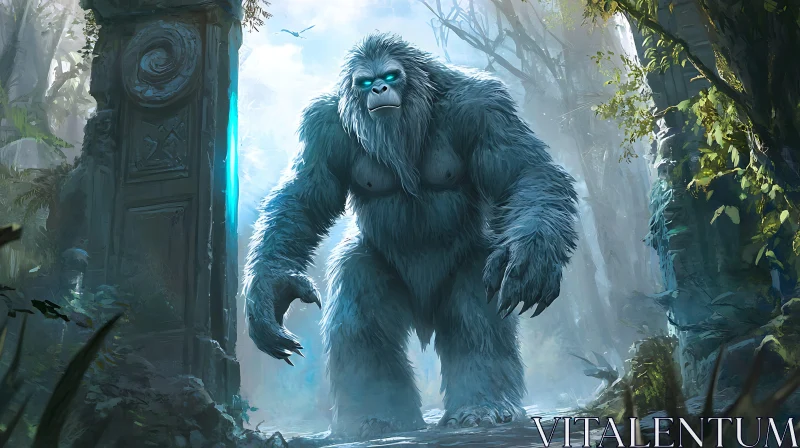 AI ART Guardian Yeti near Ancient Portal