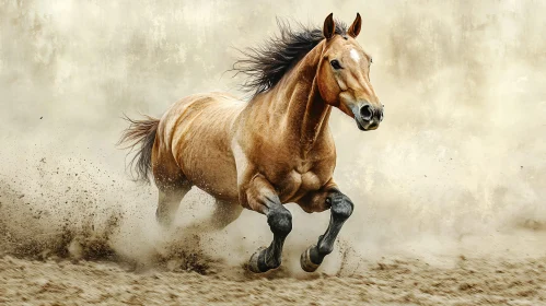 Galloping Horse in Dust