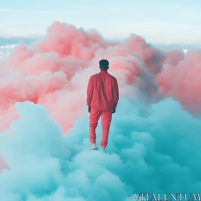 Surreal Cloudscape with Man AI Image