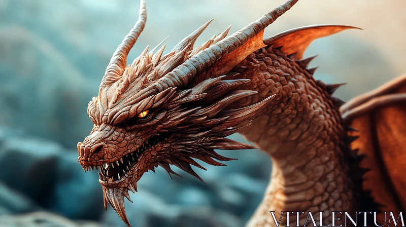 Dragon Head Close-Up: Mythical Creature AI Image