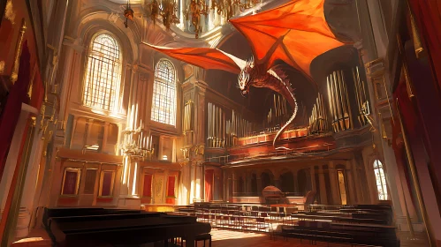 Fantasy Dragon in Ornate Interior