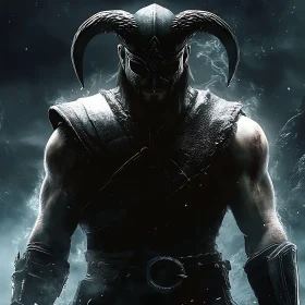 Armored Warrior with Horned Helmet
