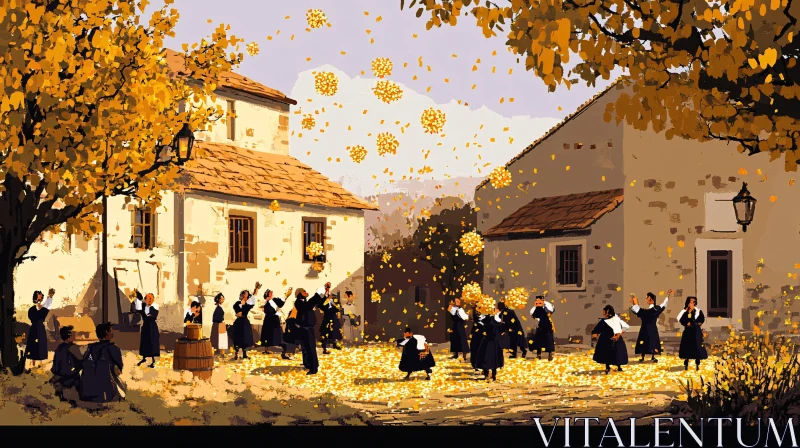 AI ART Autumn Celebration in a Village