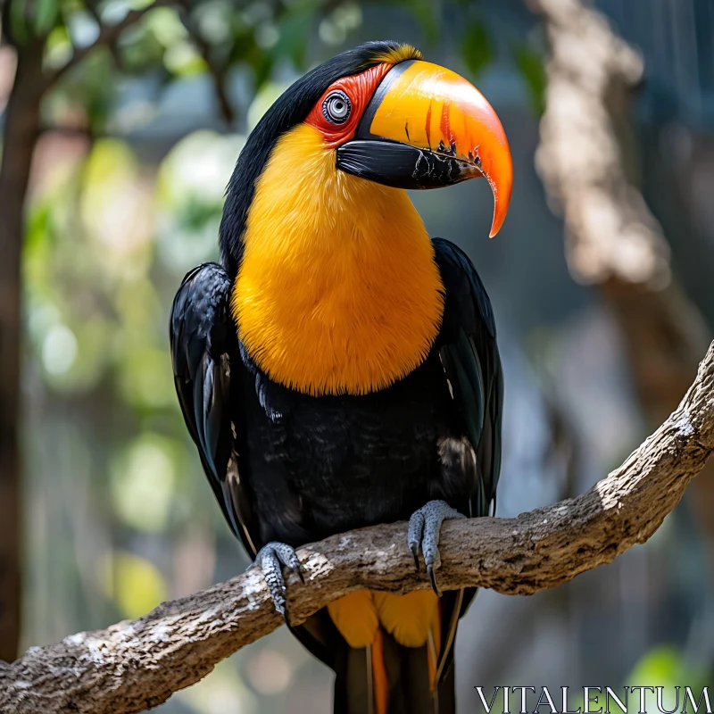 Colorful Toucan Bird on Tree Limb AI Image