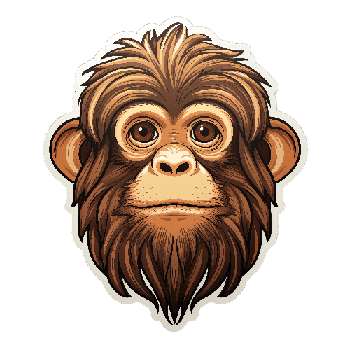 Friendly Cartoon Monkey Face Illustration