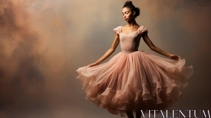 Graceful Ballerina in Pink Tutu - Artistic Studio Photography AI Image