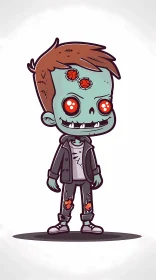 Mischievous Zombie Boy Cartoon Illustration