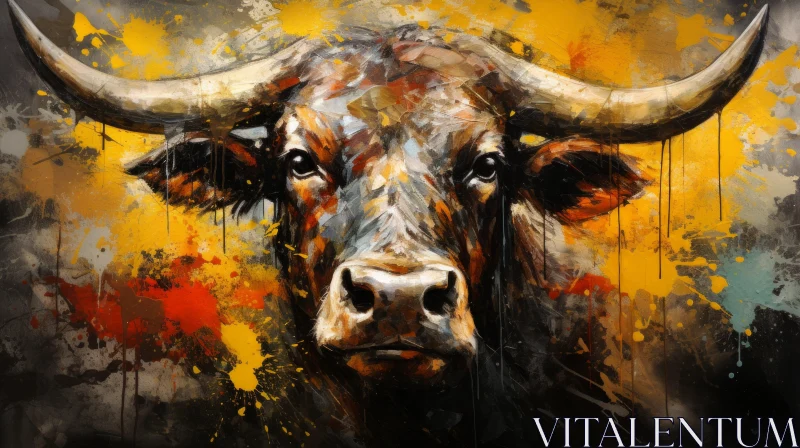 Powerful Bull Oil Painting - A Mesmerizing Blend of Colors and Emotions AI Image