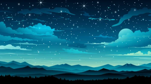 Starry Night Sky Over Mountains: A Romantic Landscape