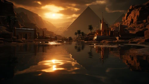 Sunset Over Ancient Pyramids: Unreal Engine Artwork