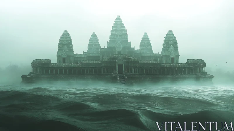 Ancient Temple Emerging from the Ocean AI Image