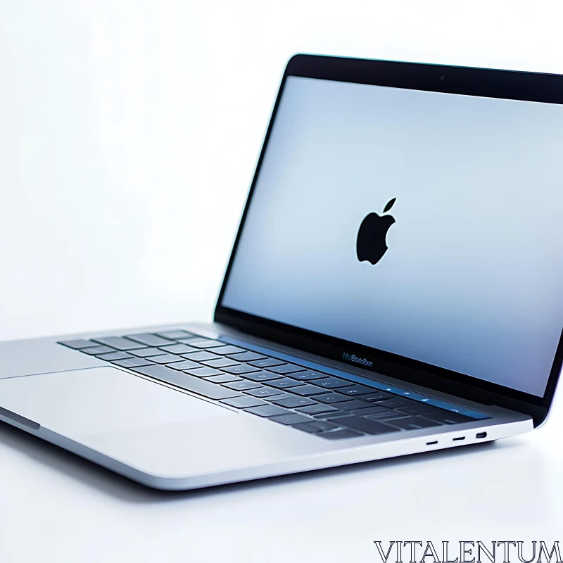 Sleek Apple MacBook on White Surface AI Image