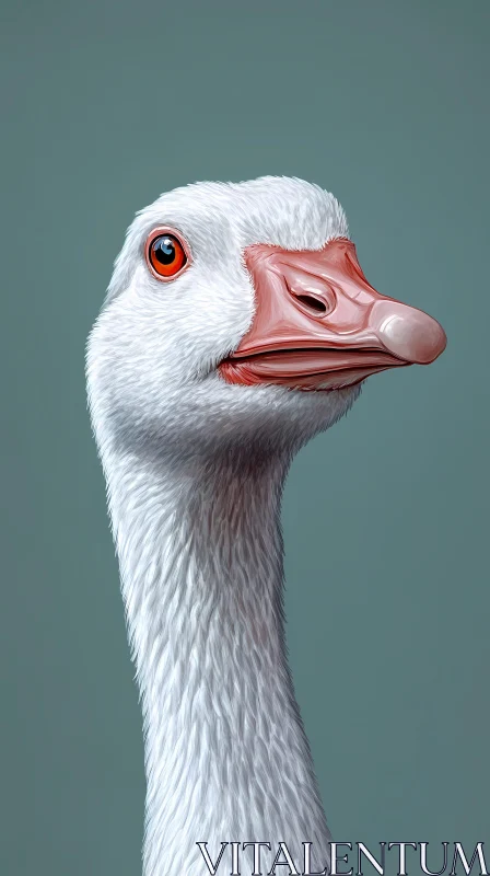 Curious Goose with Pink Beak AI Image