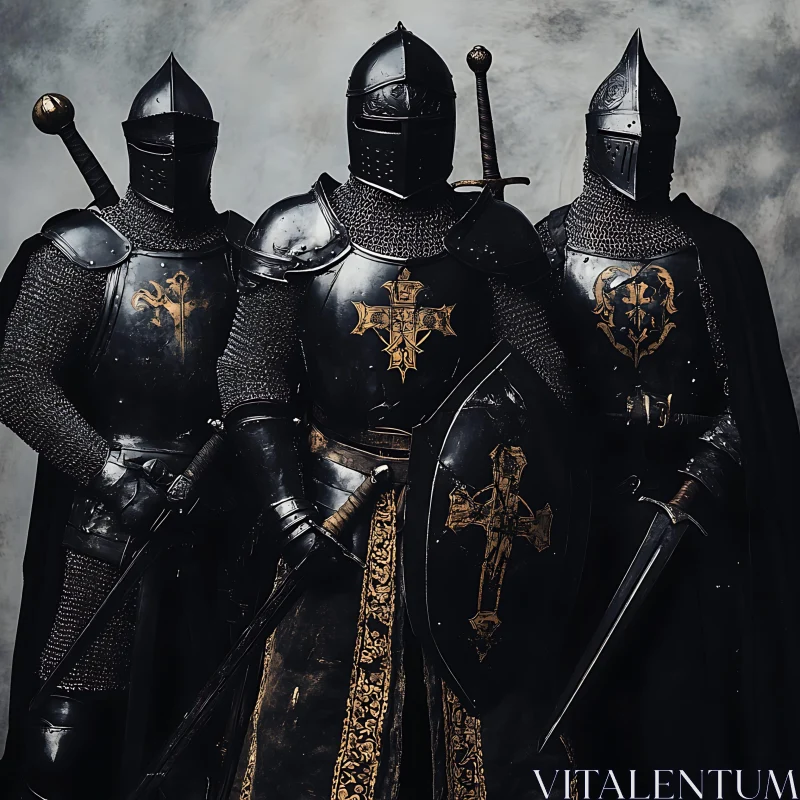 Medieval Warriors in Dark Armor AI Image