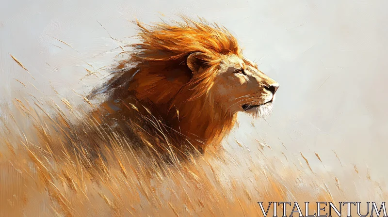 AI ART Lion Portrait in Nature