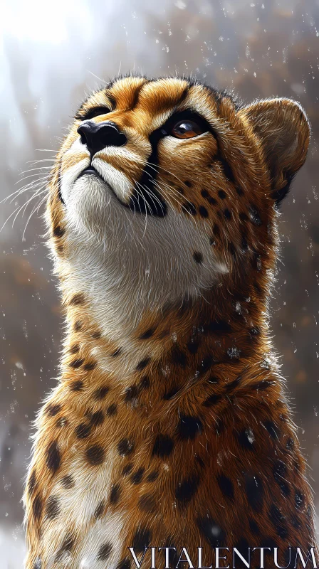 AI ART Cheetah Gazing Upward in Natural Setting