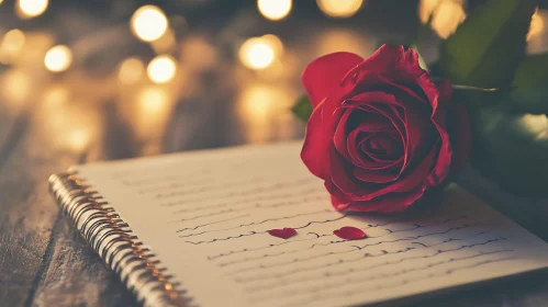 Red Rose and Love Letter Composition