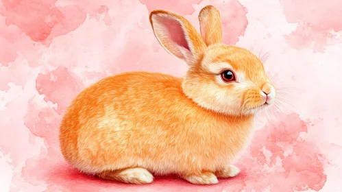 Orange Rabbit in Watercolor Art