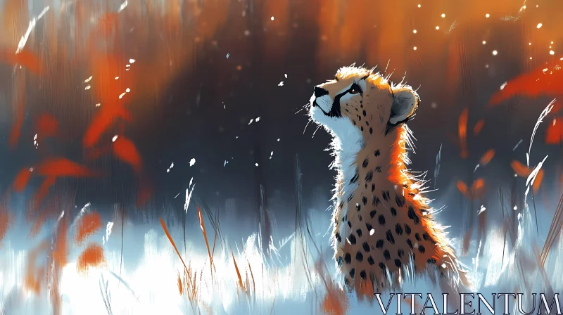 Cheetah in Tall Grass Art AI Image