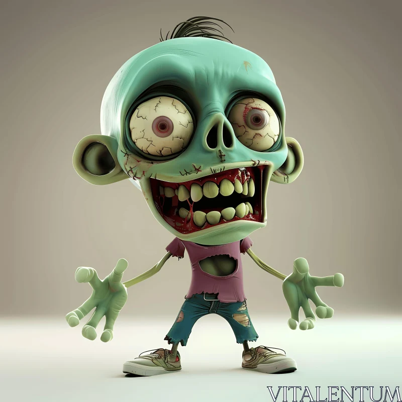 AI ART 3D Rendered Cartoon Zombie in Spotlight
