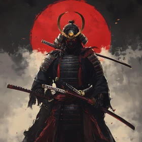 Samurai in Armor with Swords