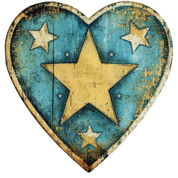 POD Design Rustic Heart with Stars Graphic