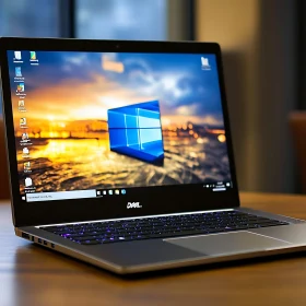 Sleek Windows Laptop on Wooden Desk