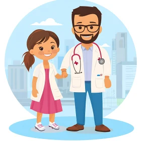 Doctor and Child Cartoon Image