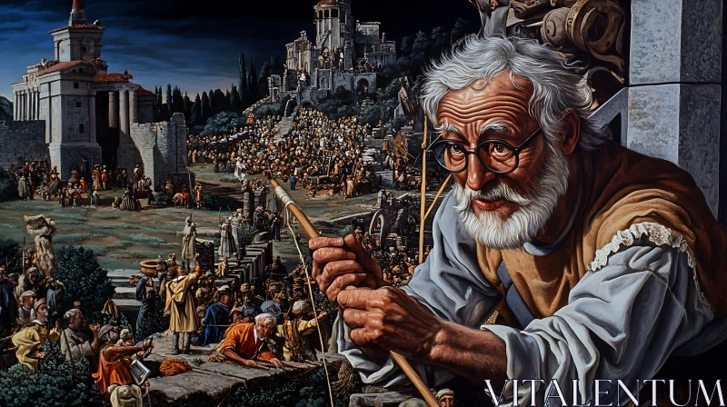 AI ART Old Man and the Ancient City