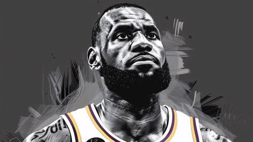 LeBron Focused in Black and White