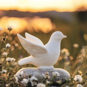 White Dove Figurine on Stone