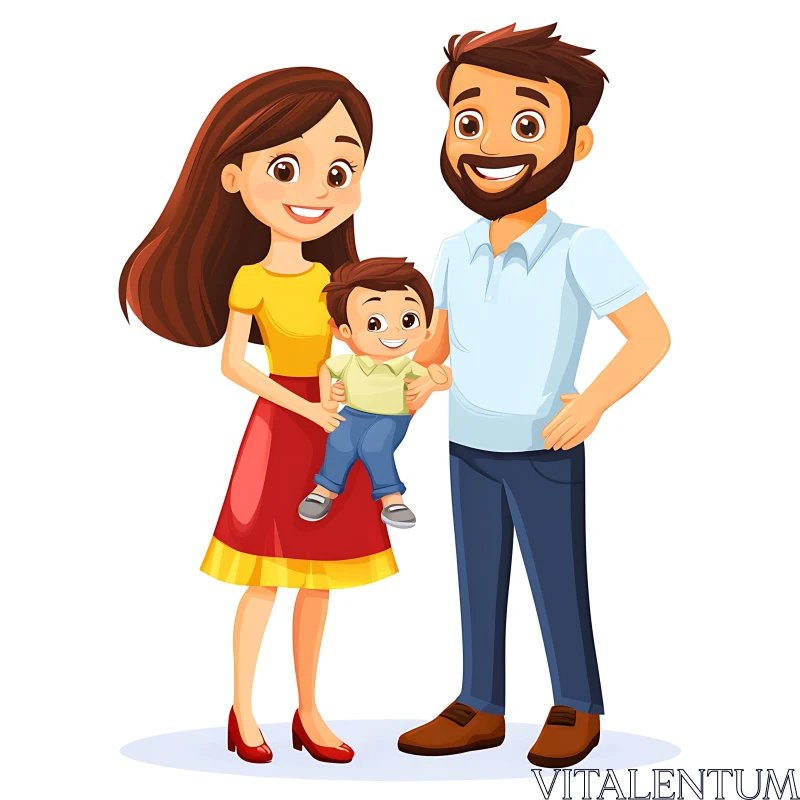 AI ART Cartoon Family Happiness