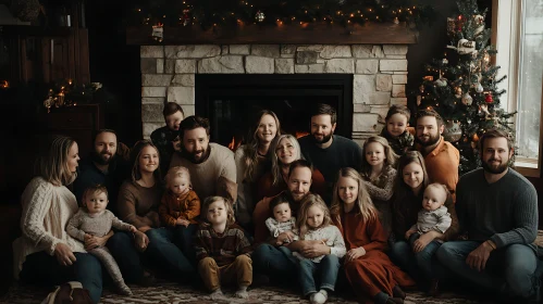 Large Family Christmas Gathering Portrait