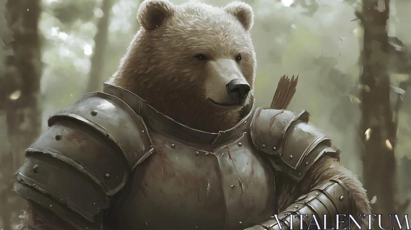 AI ART Bear Warrior in Steel Armor