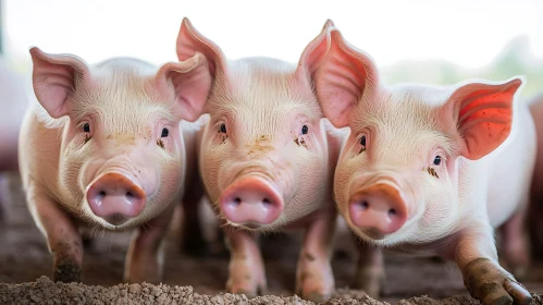 Adorable Piglets in a Farmyard Setting