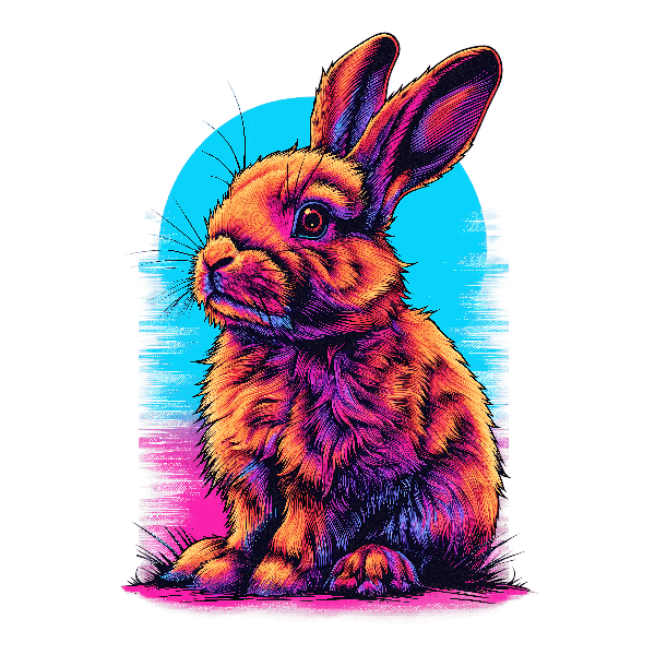 Vibrant Rabbit Illustration for Apparel