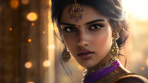 Serene Beauty with Ornate Jewelry